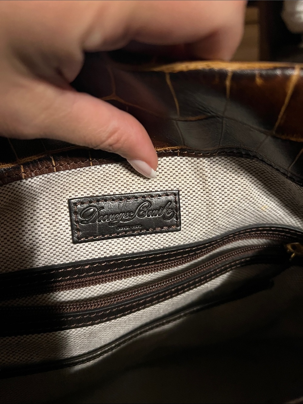 Dooney brown Croc-Embossed Leather Shoulder Bag - Picture 8 of 10